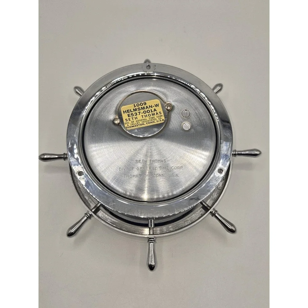 Seth Thomas Helmsman Ship Wheel Clock Nautical Chrome Maritime Boat Alarm Clock